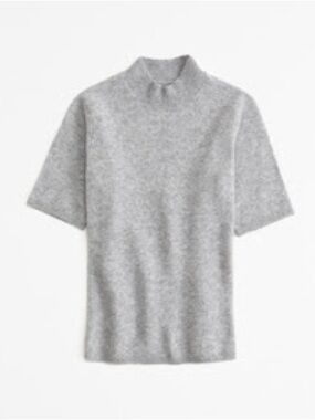 Abercrombie & Fitch Merino Wool Short Sleeve Mock Neck Sweater